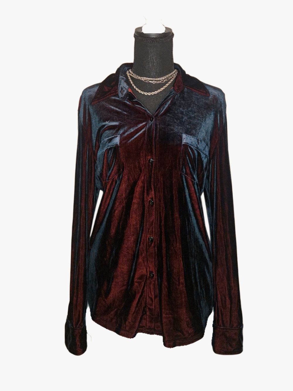 Vintage Express Lux Velvet Black Button-Down Shirt !